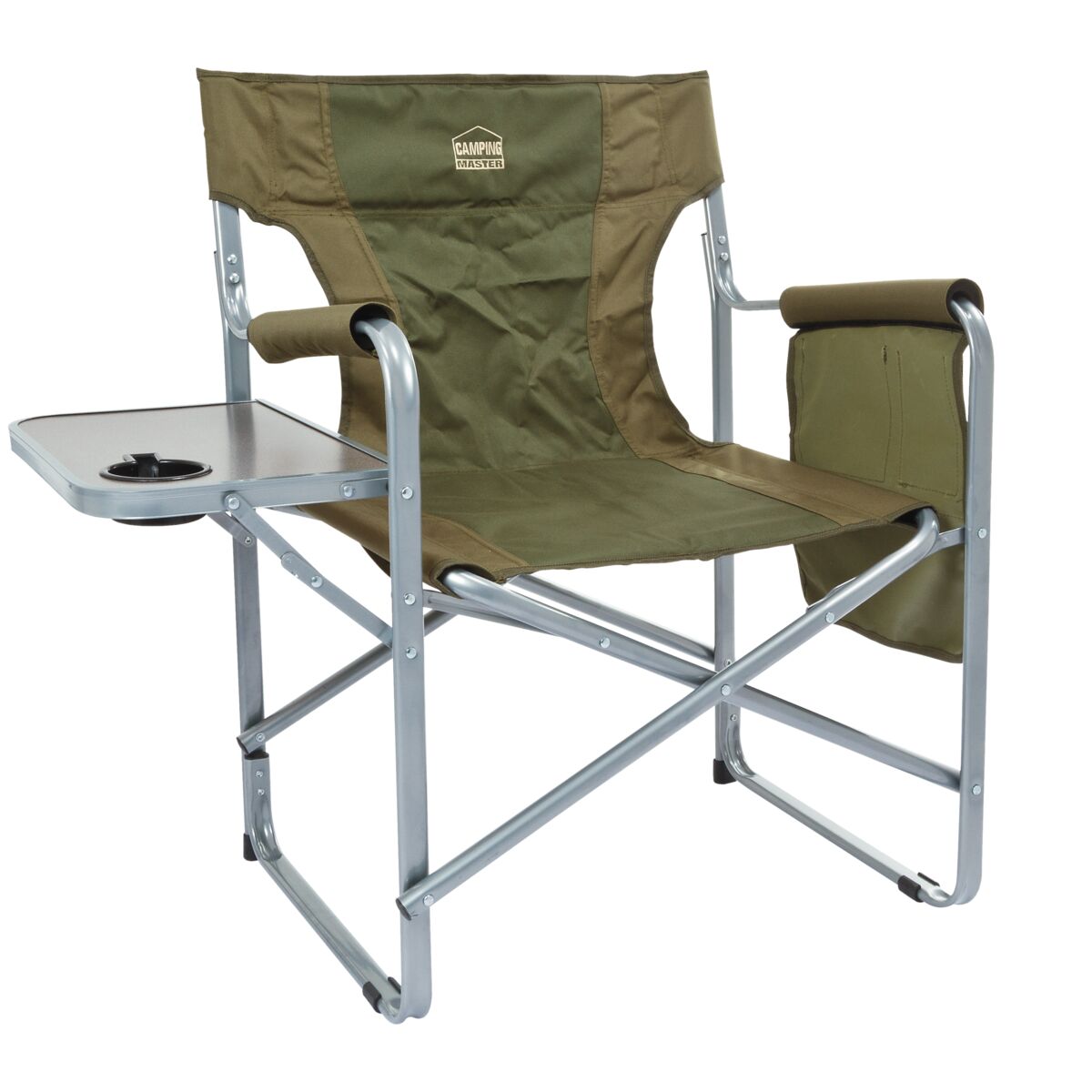 Living Accents 1-Seater Durable Folding Chair with Side Table Green and Silver